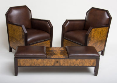 Art Deco Club Chairs and Ottoman