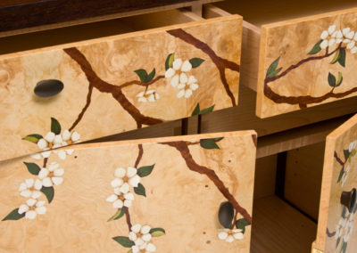 Dogwood Flower Marquetry Cabinet