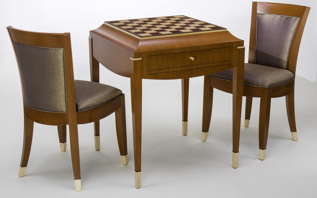Art Deco Chess Table and Chair Set